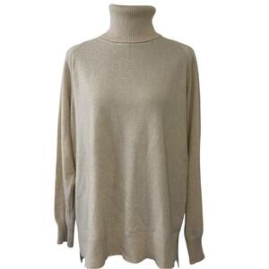 Rosetta Getty Mélange Cashmere Turtleneck Sweater Ecru (Oatmeal) Oversized XS